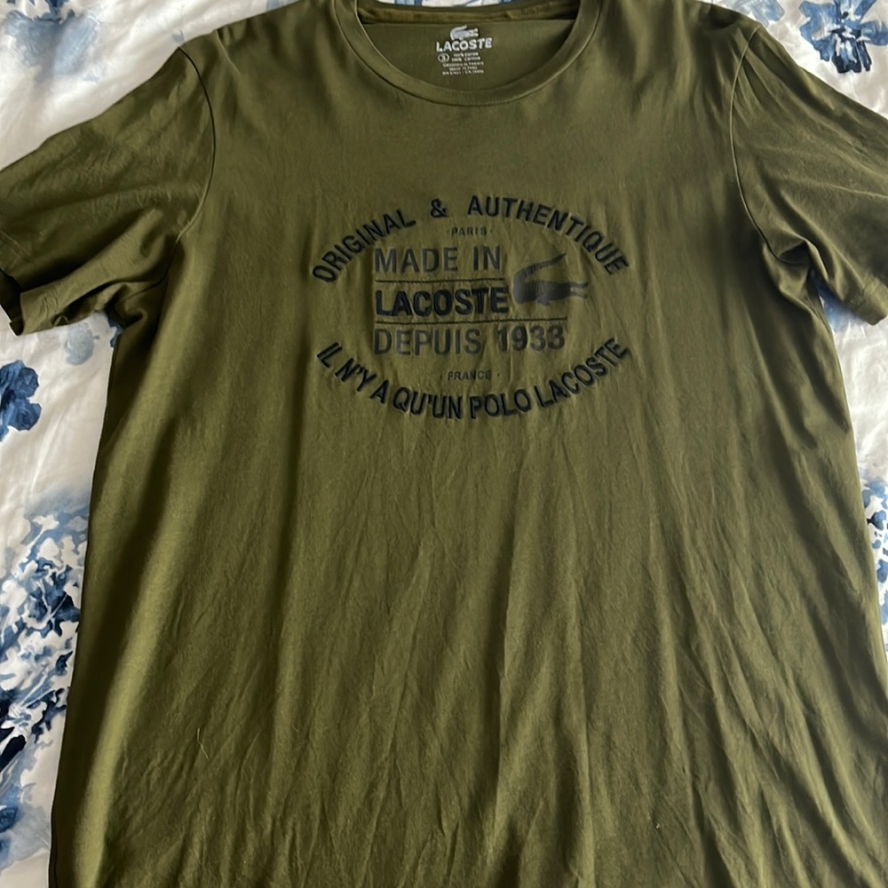 Lacoste Men’s T-Shirt Green Size 5 (Medium) Great Condition